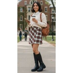 NWT Hollister Ultra High Rise Plaid Mini Skirt Sz S Red/White/Green 90’s Preppy